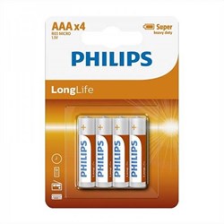 Batterij AAA Philips Long Life 4 stuks - AAA batterijen voor speelgoed