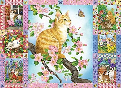 Cobble Hill puzzel Blossoms and Kittens Quilt - 1000 stukjes