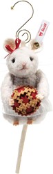Steiff muis kerst ornament lichtgrijs wol pluche limited edition