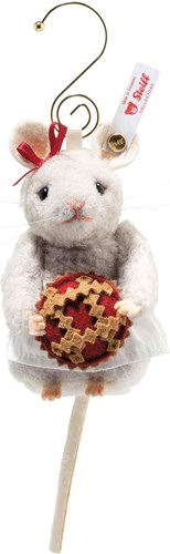 Steiff muis kerst ornament lichtgrijs wol pluche limited edition