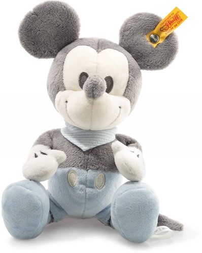 Steiff knuffel met pieper en knisperfolie Mickey Mouse, grijs/blauw/wit