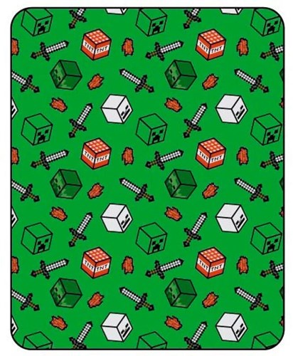 Flanel deken Minecraft fleece groen 110x150cm game cadeau