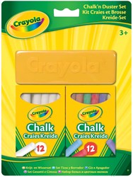 Crayola schoolbordkrijt set - 24 krijtjes met wisser voor kinderen