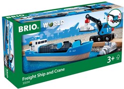 Brio containerschip met kraanwagen - speelgoed voor treinbaan - 33534
