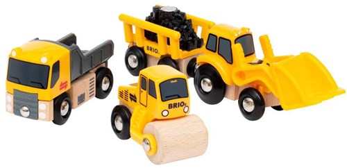 Brio bouwvoertuigen - speelgoed set met houten details voor bouwplaats-2