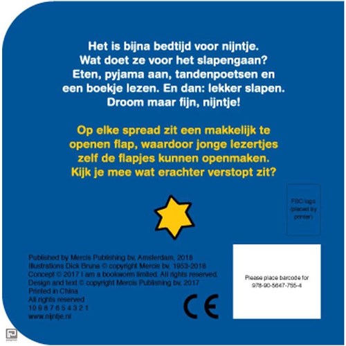 Mercis Flapjesboek Naar bed met Nijntje interactief peuterboek 2+-3