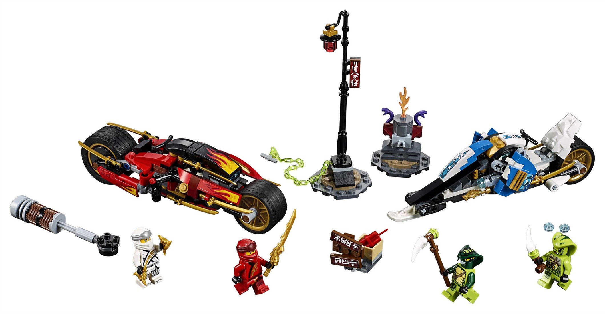 LEGO NINJAGO Zwaardmotor van Kai & Sneeuwscooter van Zane LEGO Ninjago zwaardmotor van Kai en sneeuwscooter van Zane 70667