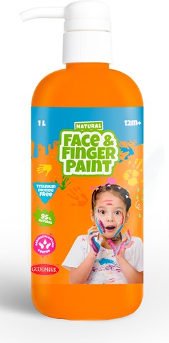 Natural Face & Fingerpaint Fles met Pompje - Oranje, 1L