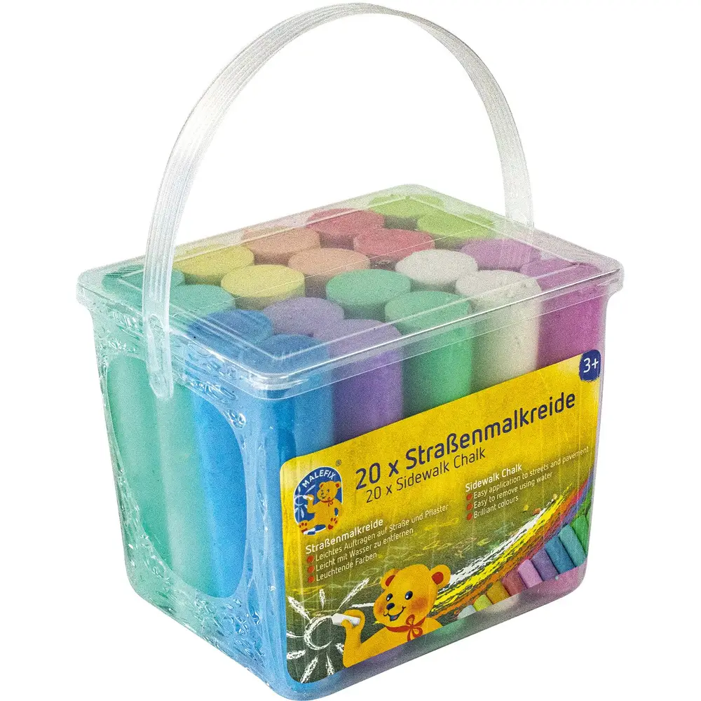 Pustefix stoepkrijt set - 20 stuks kleurrijk buitenspeelgoed