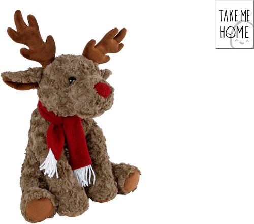 Take Me Home pluche eland knuffel grijs zittend 37cm speelgoed