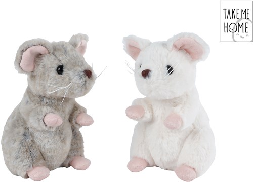 Take Me Home pluche muis knuffel zittend multicolor 19cm speelgoed
