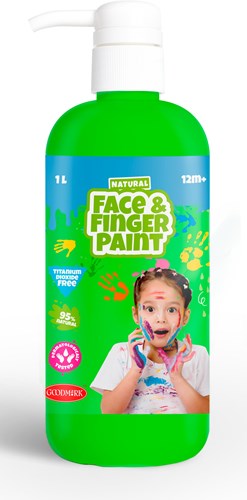 Natural Face & Fingerpaint Fles met Pompje - Groen, 1L