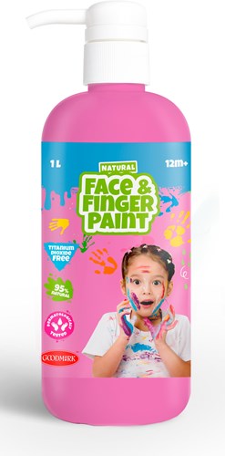 Natural Face & Fingerpaint Fles met Pompje - Roze, 1L