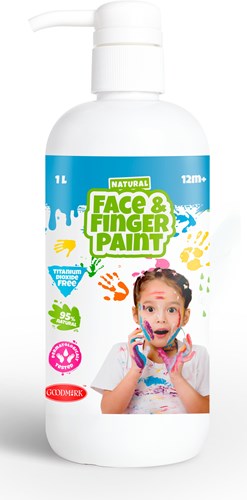 Natural Face & Fingerpaint Fles met Pompje - Wit, 1L