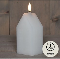 Anna's Collection LED kaars wax huisje wit sfeerlicht 5x6x15cm