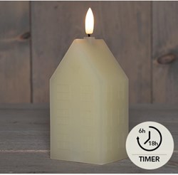 Anna's Collection LED kaars huisje wax 3D-vlam ivoor 5x6x15cm sfeerlicht
