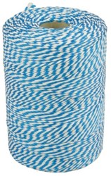 Touw katoen 45meter 50gr blauw/wit