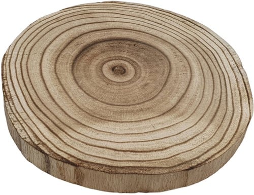 Decoratie Boomschijf Paulownia Hout Gebrand, Ø 20cm