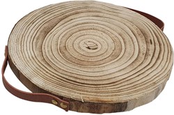 Decoratie Boomschijf Paulownia Hout met Leren Handvatten