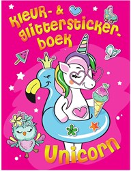 Mondikaarten kleurboek unicorn met glitterstickers A4 voor kinderen