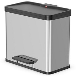 Hailo pedaalemmer afvalscheiding 3x9L metallic grijs keuken prullenbak