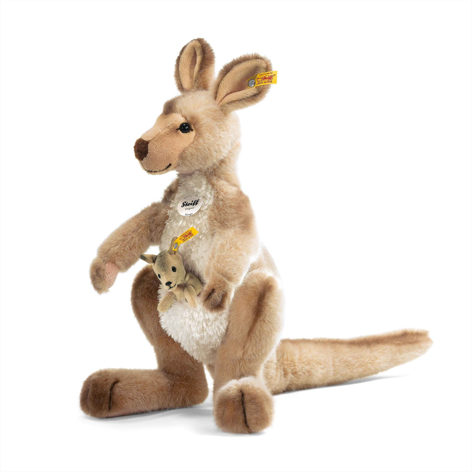 gereedschap Lang moeilijk Steiff knuffel kangoeroe met baby Kango, beige getipt