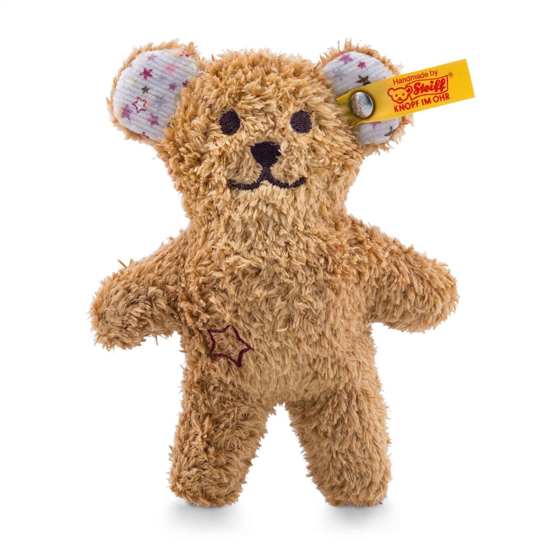 eerste oortelefoon huichelarij Steiff knuffel mini teddybeer met knisperfolie en rammelaar, bruin