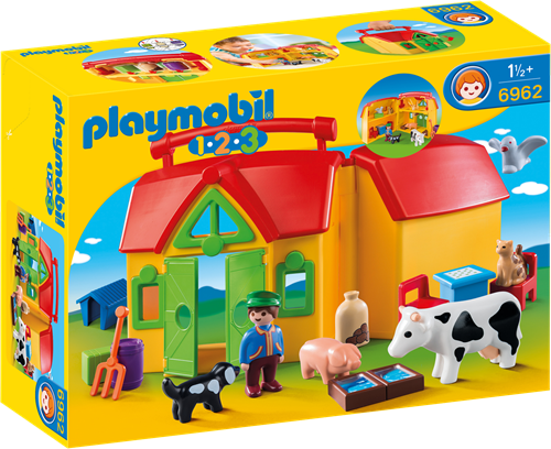 Playmobil 1.2.3 - Meeneemboerderij met dieren  6962