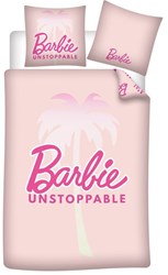 Dekbedovertrek Barbie eenpersoons roze polyester 140x200cm kussensloop