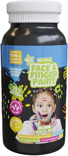 Natural Face & Fingerpaint Fles - Zwart, 250ml