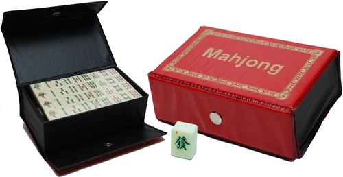 HOT Games mahjong reisspel rood vinyl etui 15x9x5 cm