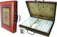 HOT Games Mah-Jong reisspel rood koffer luxe antieklook 23x16x5cm