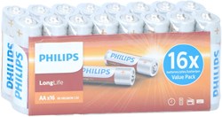AA batterijen Philips Longlife voordeelverpakking 16 stuks energiezuinig
