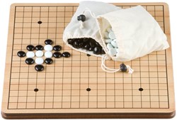 Longfield Games Go bordspel 36 cm - Strategisch houten spel met glazen stenen