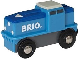Brio goederentrein op batterijen - speelgoedtrein blauw wit - 33130