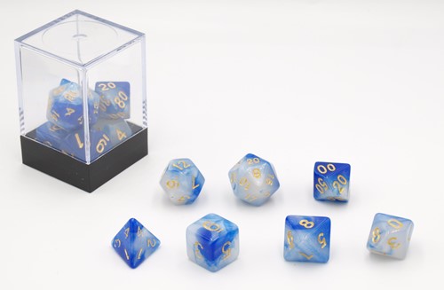 HOT Games Dobbelstenen Blauw/Wit 7 set Brick