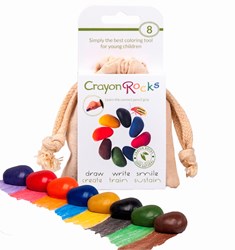 Crayon Rocks waskrijtjes in katoenen zakje - 8 kleuren creatief