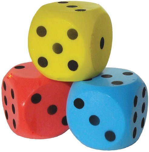 Twisk foam dobbelsteen blauw 16 cm - groot dobbelspel speelgoed