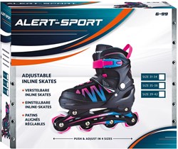 Alert inline skates skeelers roze verstelbaar maat 35-38 kinderen