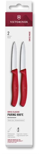 Victorinox schilmes set keukenmes 2 stuks 8cm rood roestvrij staal