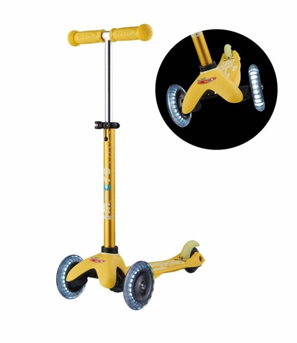 Micro Kinderstep Mini Deluxe LED Geel - Verstelbaar en Duurzaam