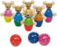 Goki houten kegelspel muizen - kleurrijk bowlingspel voor kinderen-2