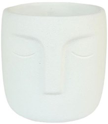 HBX natural living bloempot keramiek gezicht wit decoratie 15,5x14,8cm