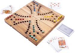 HOT Sports + Toys Keezenspel houten cassette 4 spelers Acacia 26cm