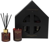 Countryfield geurkaars cadeau decoratie gift box bruin glas