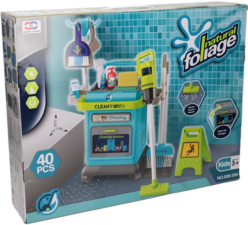 Albatros Hengelsport schoonmaak speelgoed trolley set 40-delig voor kinderen
