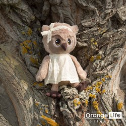 Orange Toys knuffel uil met kleedje en haarlint - pluche speelgoed