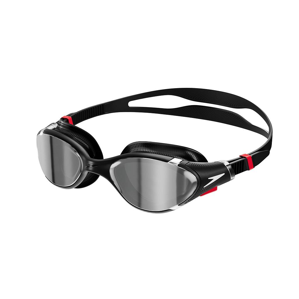 Zoggs Racespex Mirror Zwembril - Anti-Fog, UV-Bescherming, Verstelbare Dubbele Band, Zwart/Rood/Spiegel, Uniseks