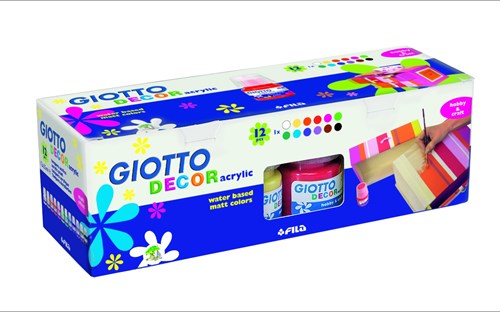 Giotto acrylverf set - Decor Acrylic 12 kleuren 25 ml tubes