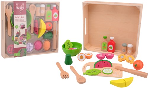 Jouéco - Saladeset speelgoed in houten tray voor kinderen